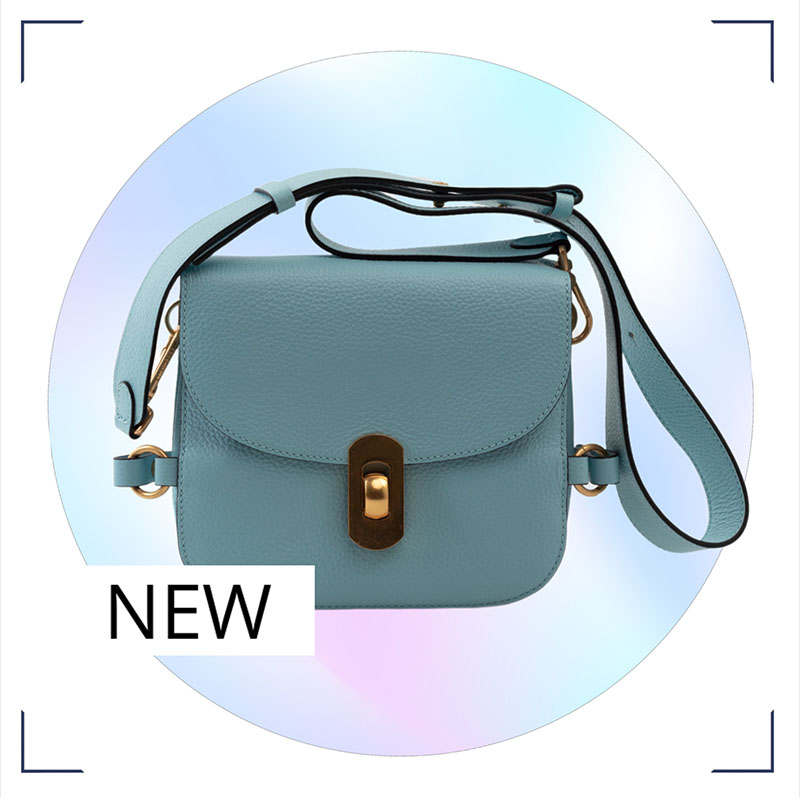 a promo image for social media with bag on holographic gradient background