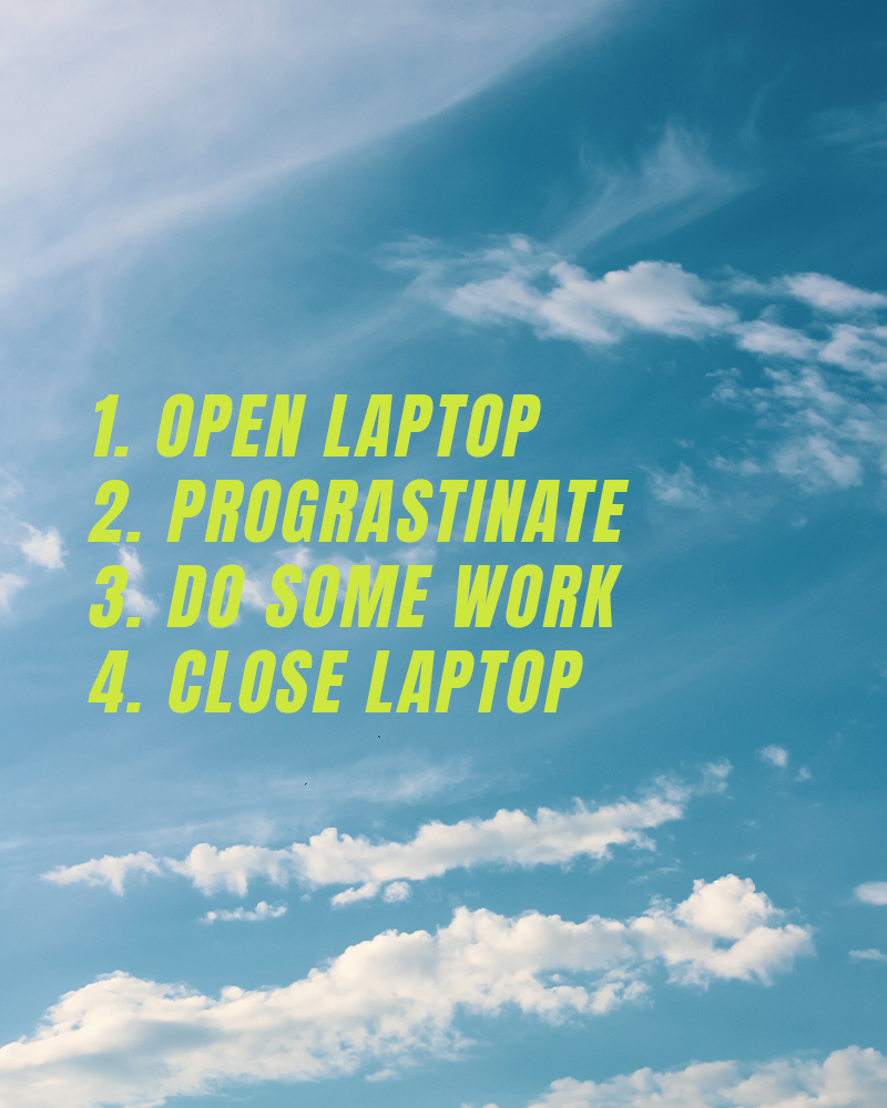 Motivational and funny quote on a sky background