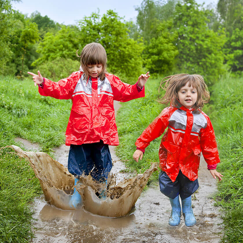 Splash and Children on a rainy day