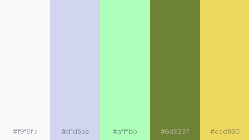 mint, lavender, yellow spring themed color scheme